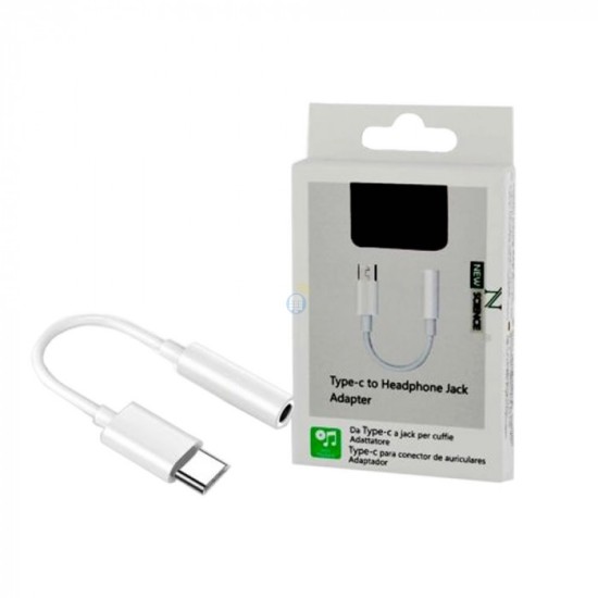 NEW SCIENCE AUDIO ADAPTOR CABLE TYPE-C TO HEADPHONE JACK FOR 3.5MM (REF: 9568) WHITE